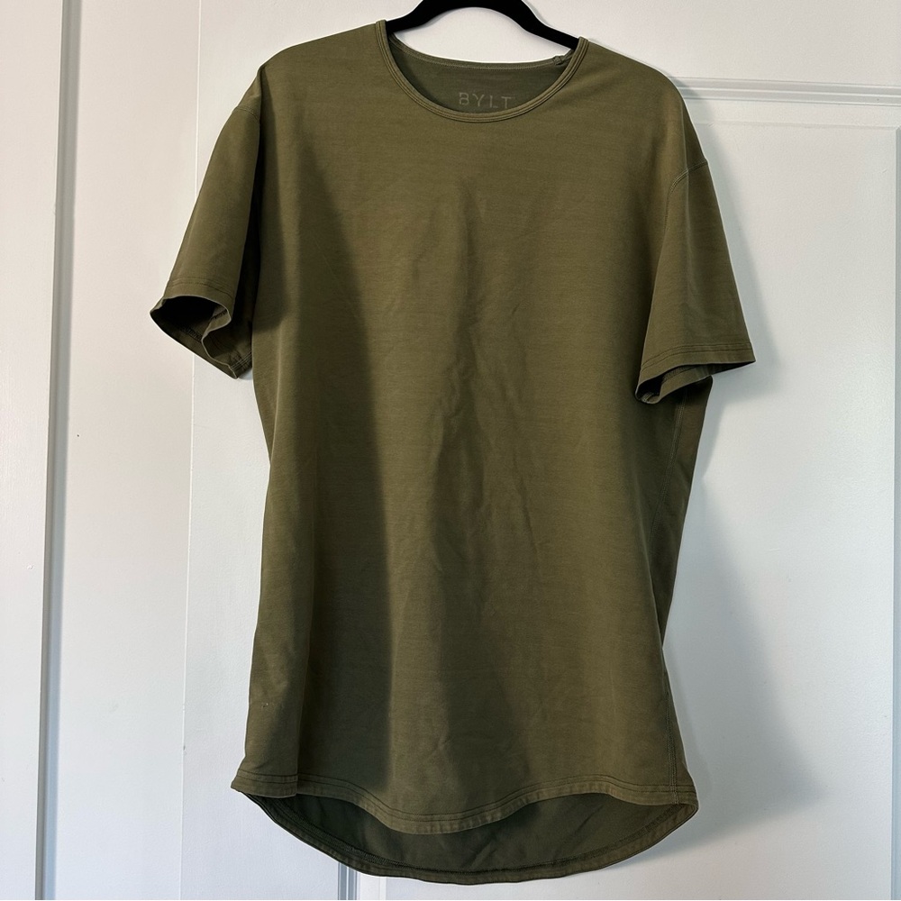 BYLT (L) Olive Green Drop Cut Short Sleeve T-Shirt